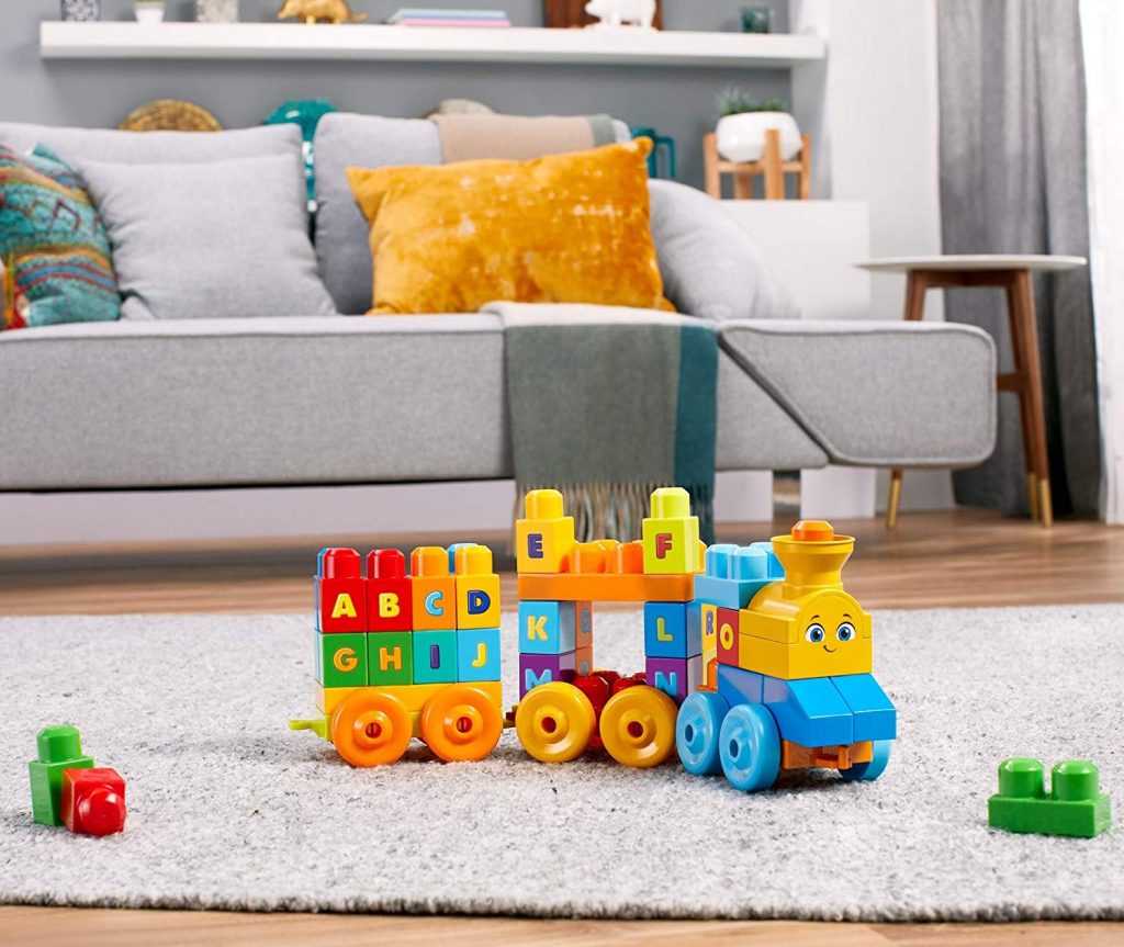Mega Bloks Le Train de L'Alphabet, briques et jeu de construction, 50 pièces, jouet pour bébé et enfant de 1 à 5 ans, FWK22
