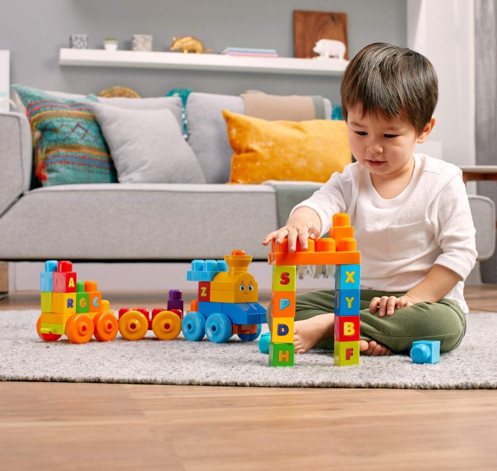Mega Bloks Le Train de L'Alphabet, briques et jeu de construction, 50 pièces, jouet pour bébé et enfant de 1 à 5 ans, FWK22